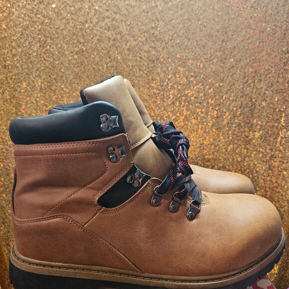 J OZARK TRAIL Red Lace Brown Waterproof Leather Hiking Boots Men's Size 13 NWT - Picture 6 of 11